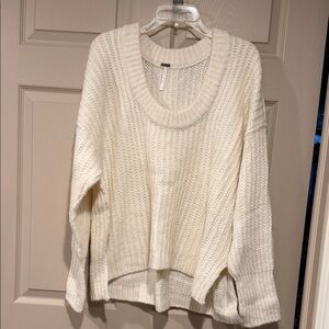 Cozy White Knit Sweater-by Free People